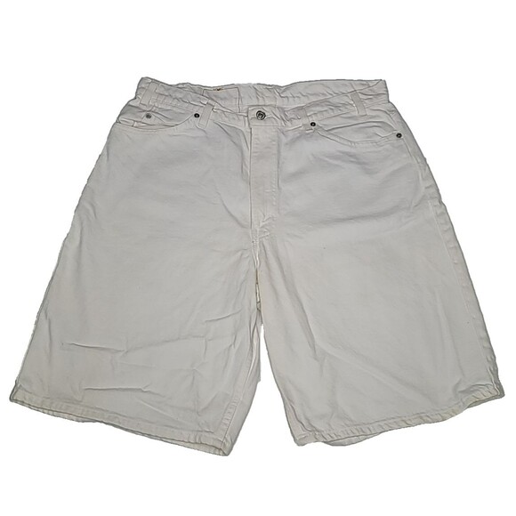 Levi's 560 Orange Tab Size 38 Shorts Vintage 90s Denim Jean USA Raw White Denim - Picture 1 of 16
